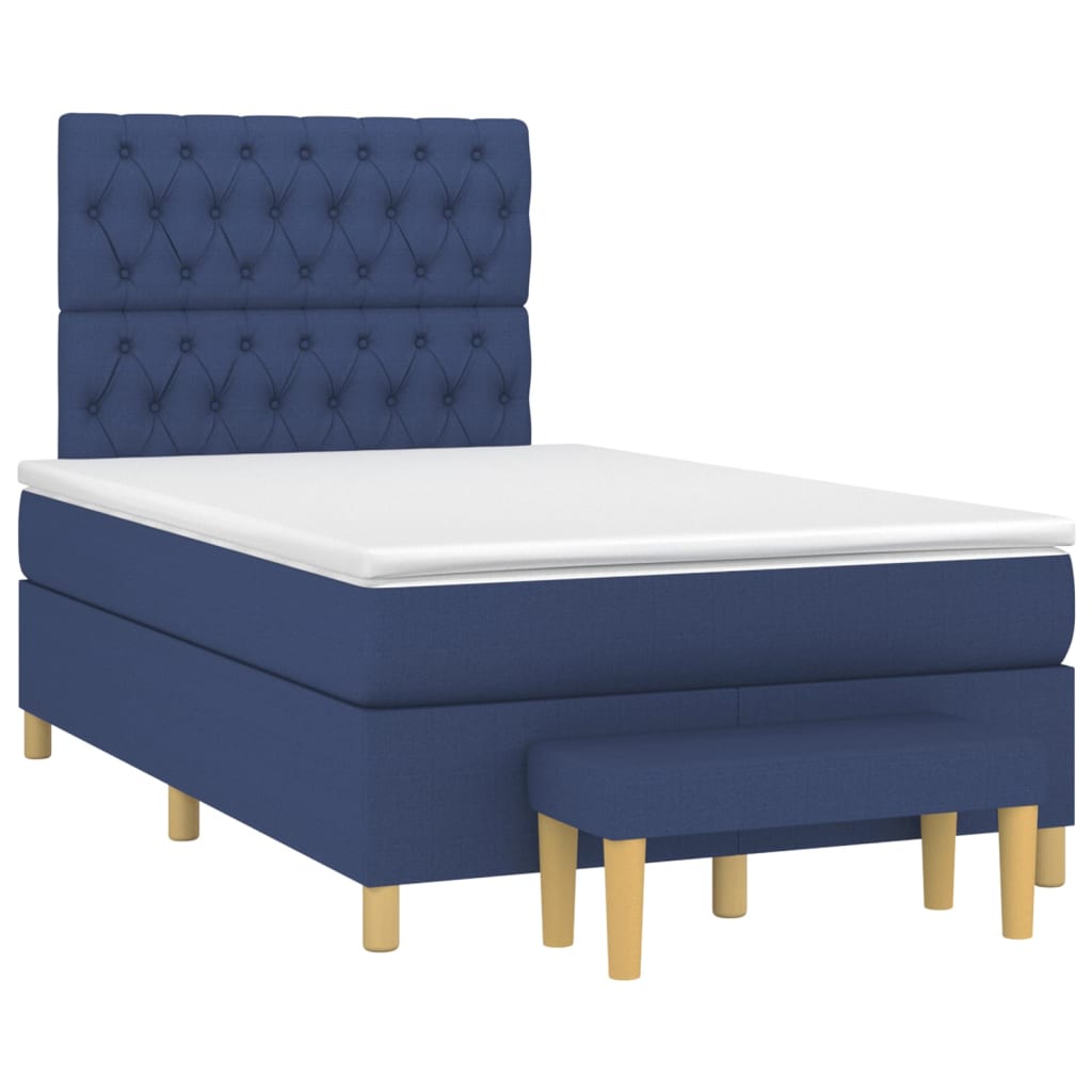 Boxspringbett mit Matratze Blau 120×190 cm Stoff