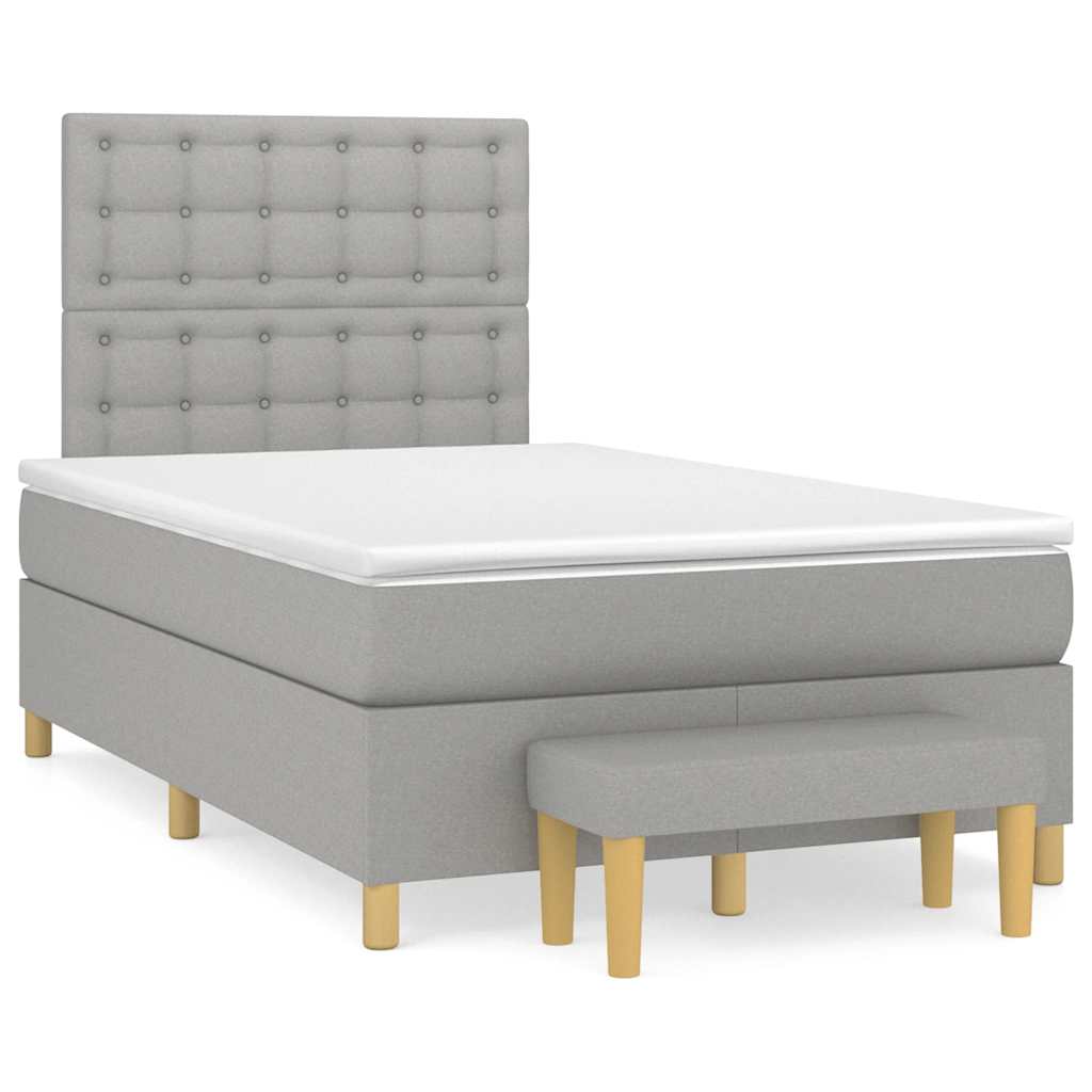 vidaXL Box spring postel s matrací světle šedá 120x190 cm textil