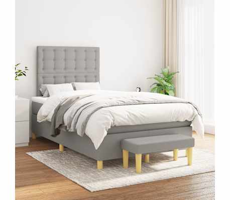 vidaXL atsperu gulta ar matraci, gai&scaron;i pelēka audums, 120x190 cm