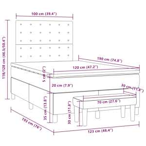 Box spring postel s matrací krémová 120x190 cm textil - obrázek 10