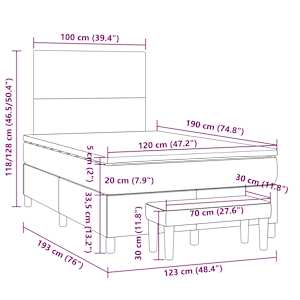 Box spring postel s matrací bílá 120x190 cm umělá kůže - obrázek 10