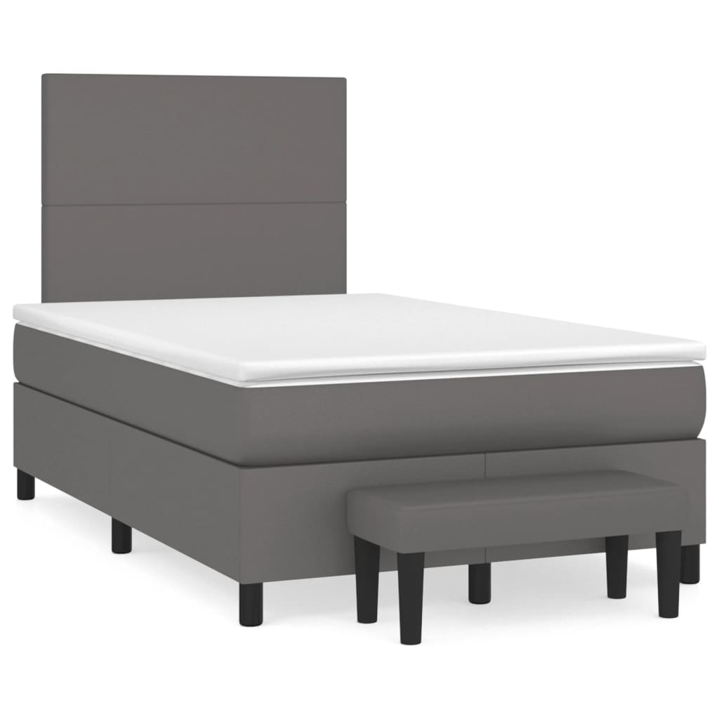 vidaXL Boxspring met matras kunstleer grijs 120x190 cm, foto 3