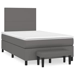 Box spring postel s matrací šedá 120x190 cm umělá kůže - obrázek 2