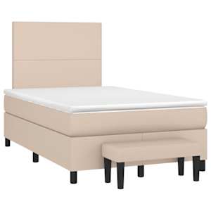 Box spring postelja z vzmetnico kapučino 120x190cm umetno usnje