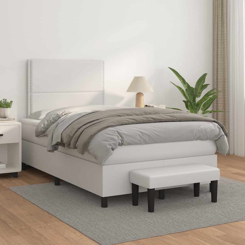 vidaXL Boxspring met matras kunstleer wit 120x190 cm, foto 2
