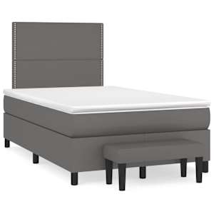 Box spring postel s matrací šedá 120x190 cm umělá kůže - obrázek 2