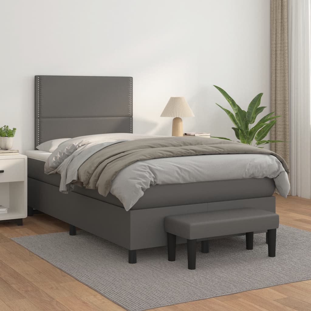 Thumbnail - vidaXL Boxspringbett mit Matratze Grau 120x190 cm Kunstleder