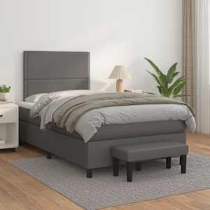Box spring postel s matrací šedá 120x190 cm umělá kůže - obrázek 3