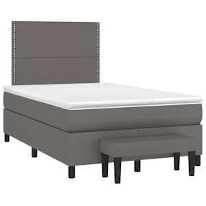 Box spring postel s matrací šedá 120x190 cm umělá kůže - obrázek 1