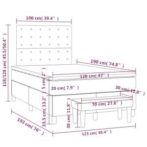 Box spring postel s matrací šedá 120x190 cm umělá kůže - obrázek 10