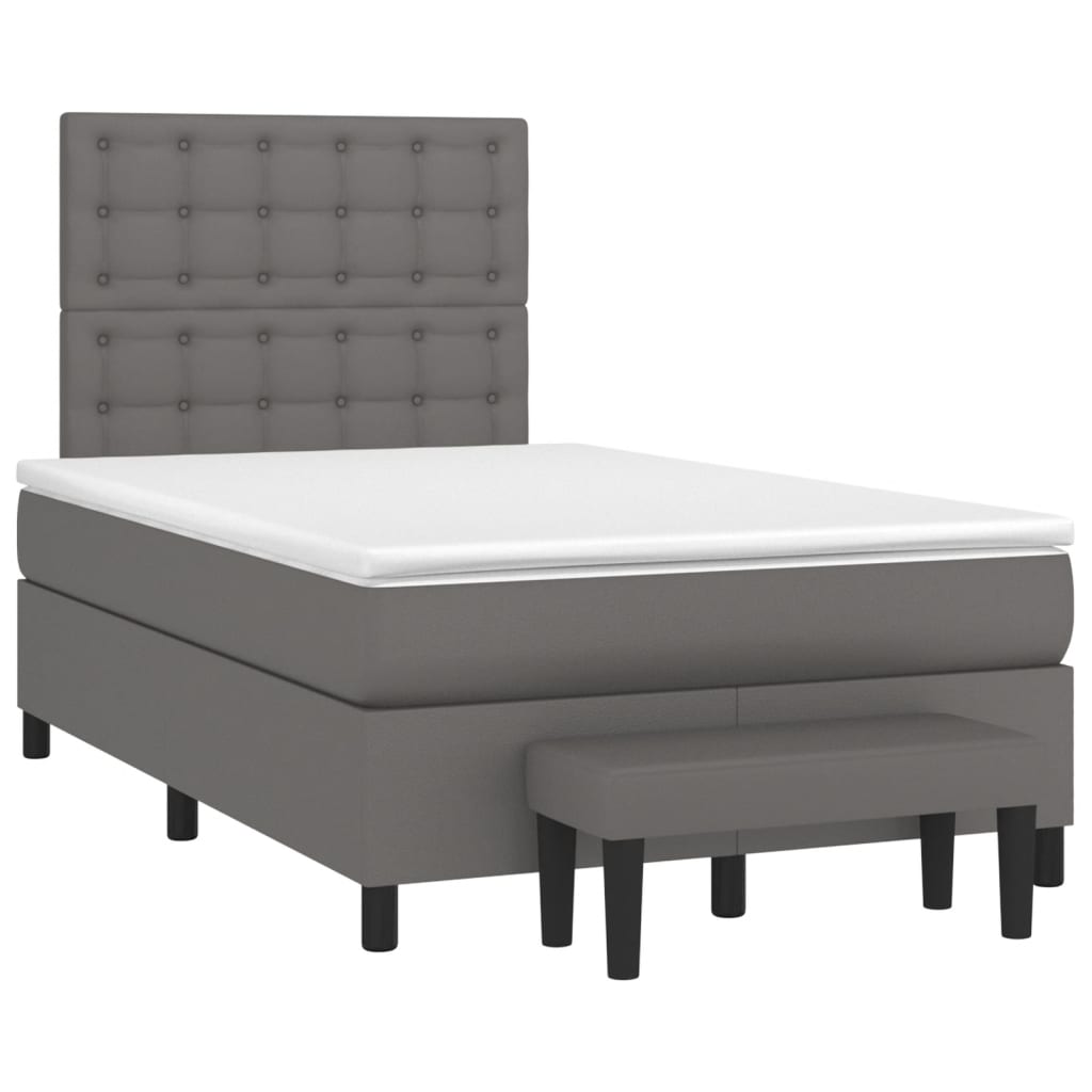 Boxspringbett mit Matratze Grau 120×190 cm Kunstleder