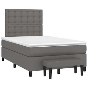 Box spring postel s matrací šedá 120x190 cm umělá kůže - obrázek 1