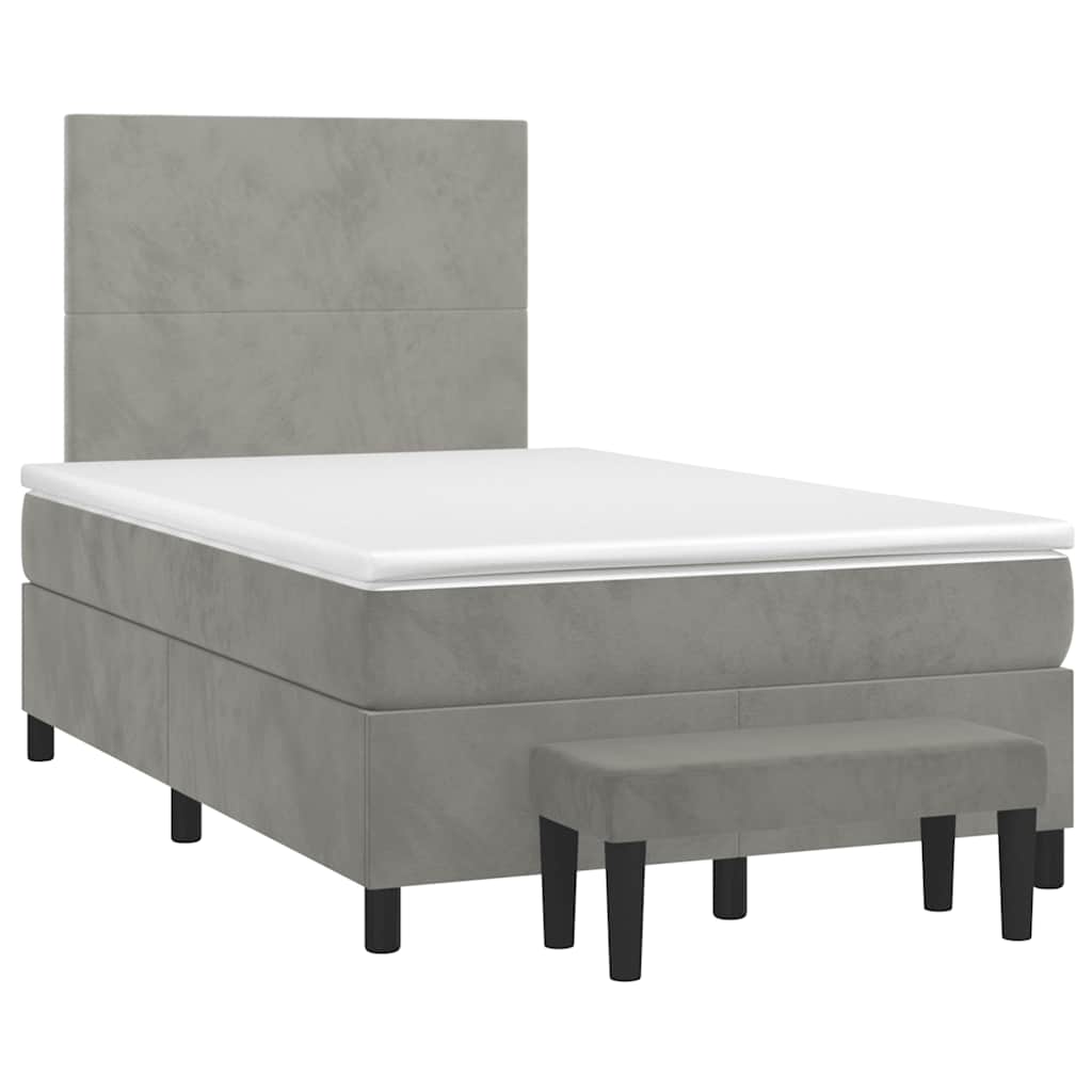 vidaXL Boxspring met matras fluweel lichtgrijs 120x190 cm grijs, foto 3