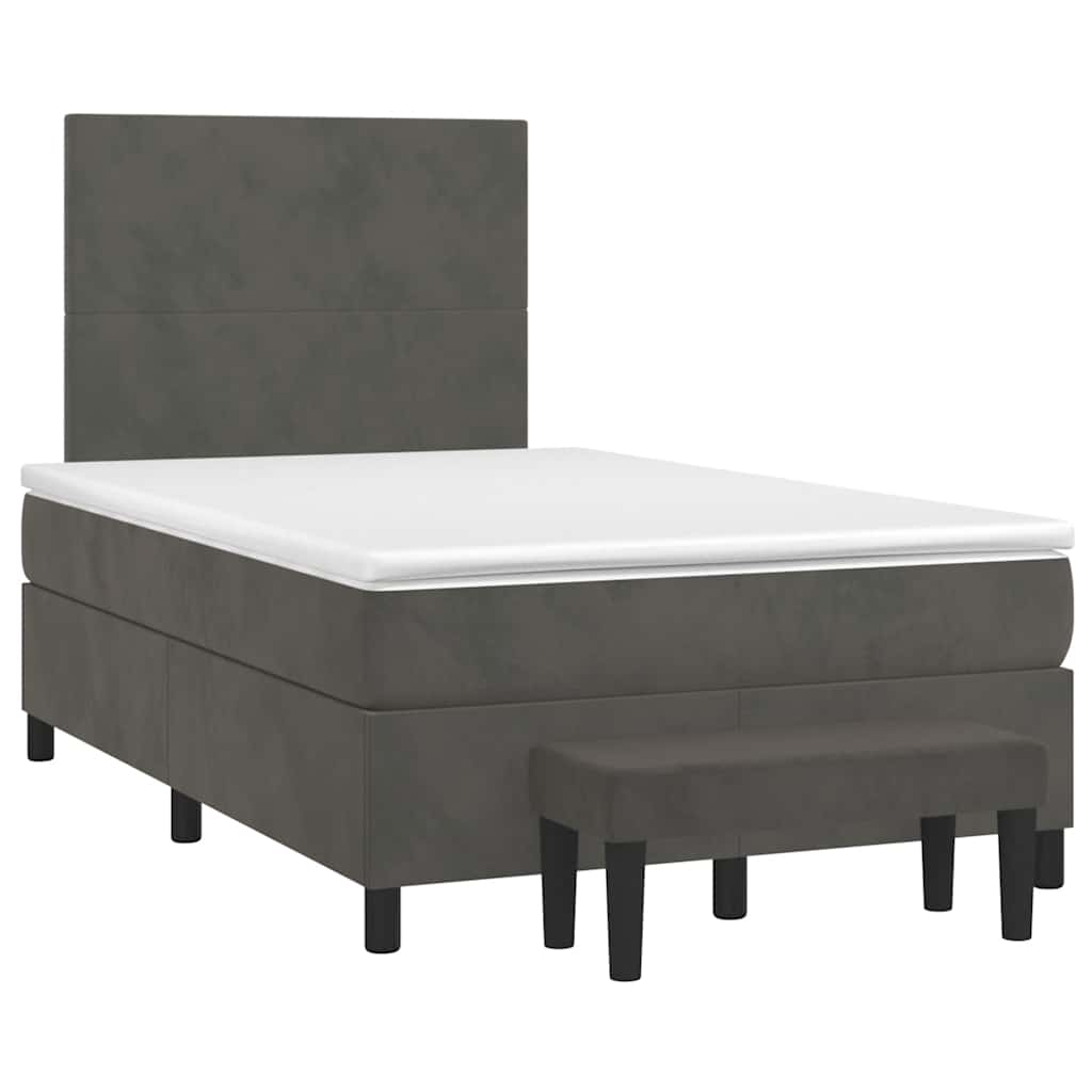 vidaXL Boxspring met matras fluweel donkergrijs 120x190 cm grijs, foto 3