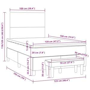 Box spring postel s matrací černá 120 x 190 cm samet - obrázek 10
