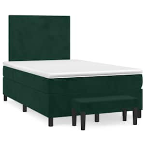 Box spring postelja z vzmetnico temno zelen 120x190 cm žamet