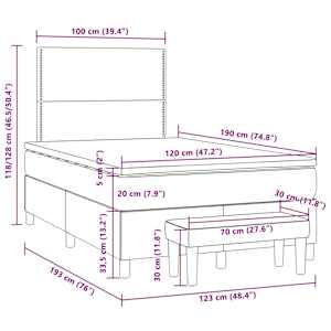 Box spring postel s matrací černá 120 x 190 cm samet - obrázek 10