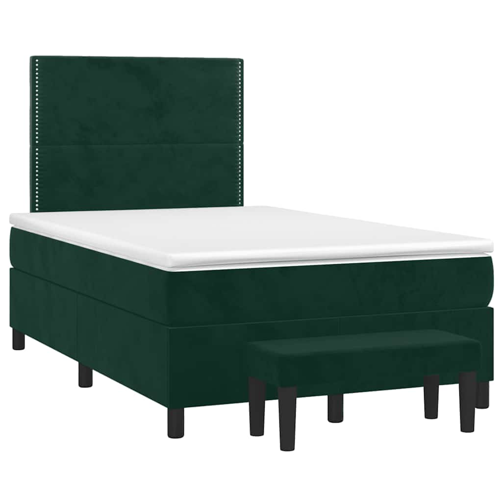 vidaXL Boxspring met matras fluweel donkergroen 120x190 cm groen, foto 3