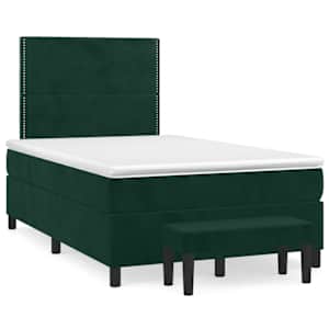 Box spring postelja z vzmetnico temno zelen 120x190 cm žamet