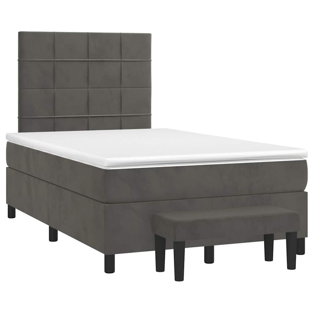 vidaXL Boxspring met matras fluweel donkergrijs 120x190 cm grijs, foto 3