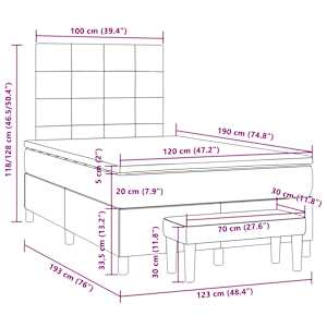 Box spring postel s matrací černá 120 x 190 cm samet - obrázek 10