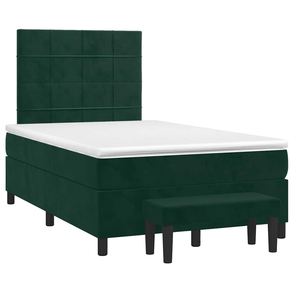 vidaXL Boxspring met matras fluweel donkergroen 120x190 cm groen, foto 3