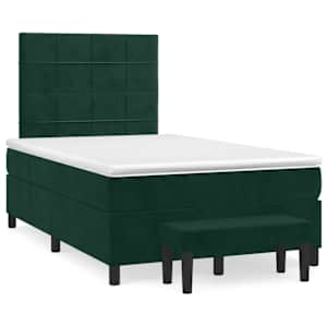 Box spring postelja z vzmetnico temno zelen 120x190 cm žamet