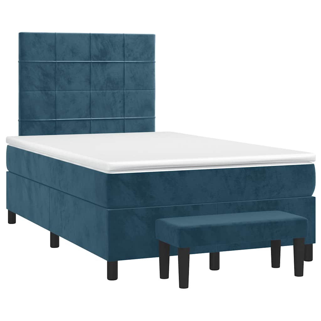 Thumbnail - vidaXL Boxspringbett mit Matratze Dunkelblau 120x190 cm Samt