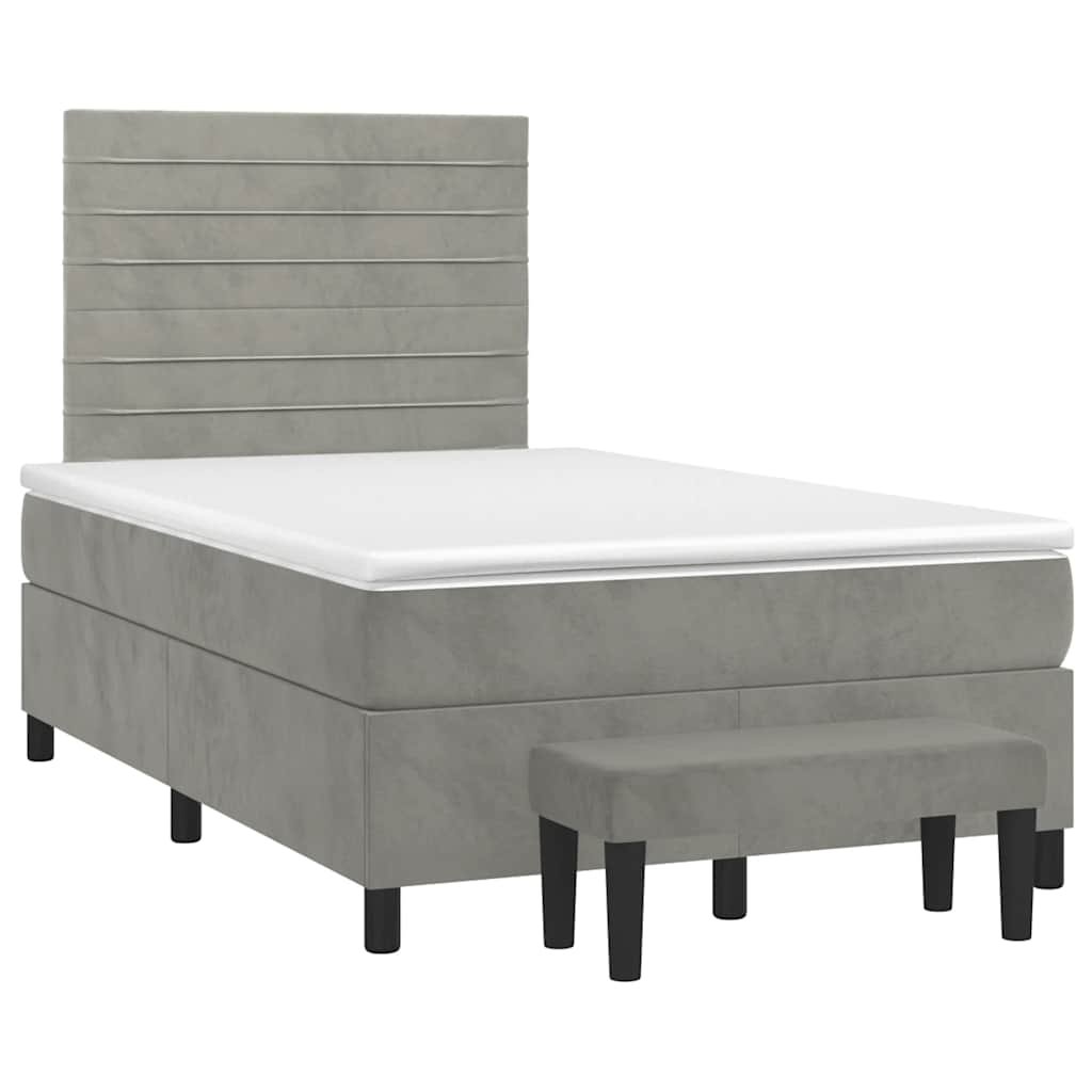 vidaXL Box spring postel s matrací světle šedá 120x190 cm samet
