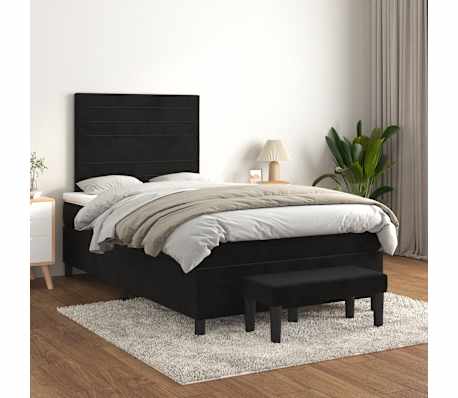 vidaXL Rams&auml;ng med madrass svart 120x190 cm sammet