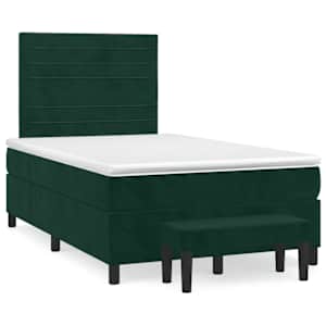 Box spring postelja z vzmetnico temno zelen 120x190 cm žamet