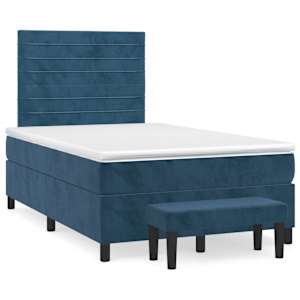 Box spring postelja z vzmetnico temno moder 120x190 cm žamet