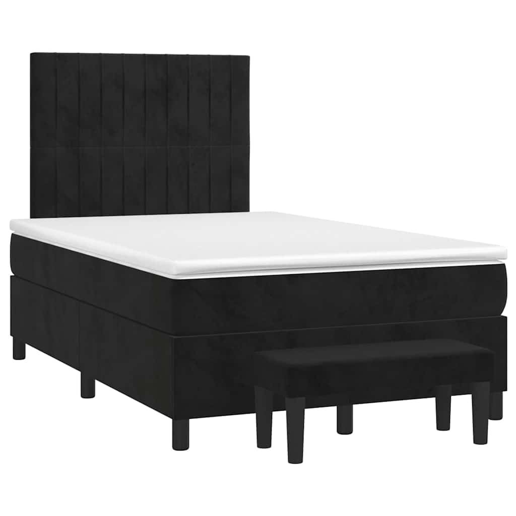 vidaXL Boxspring met matras fluweel zwart 120x190 cm, foto 3