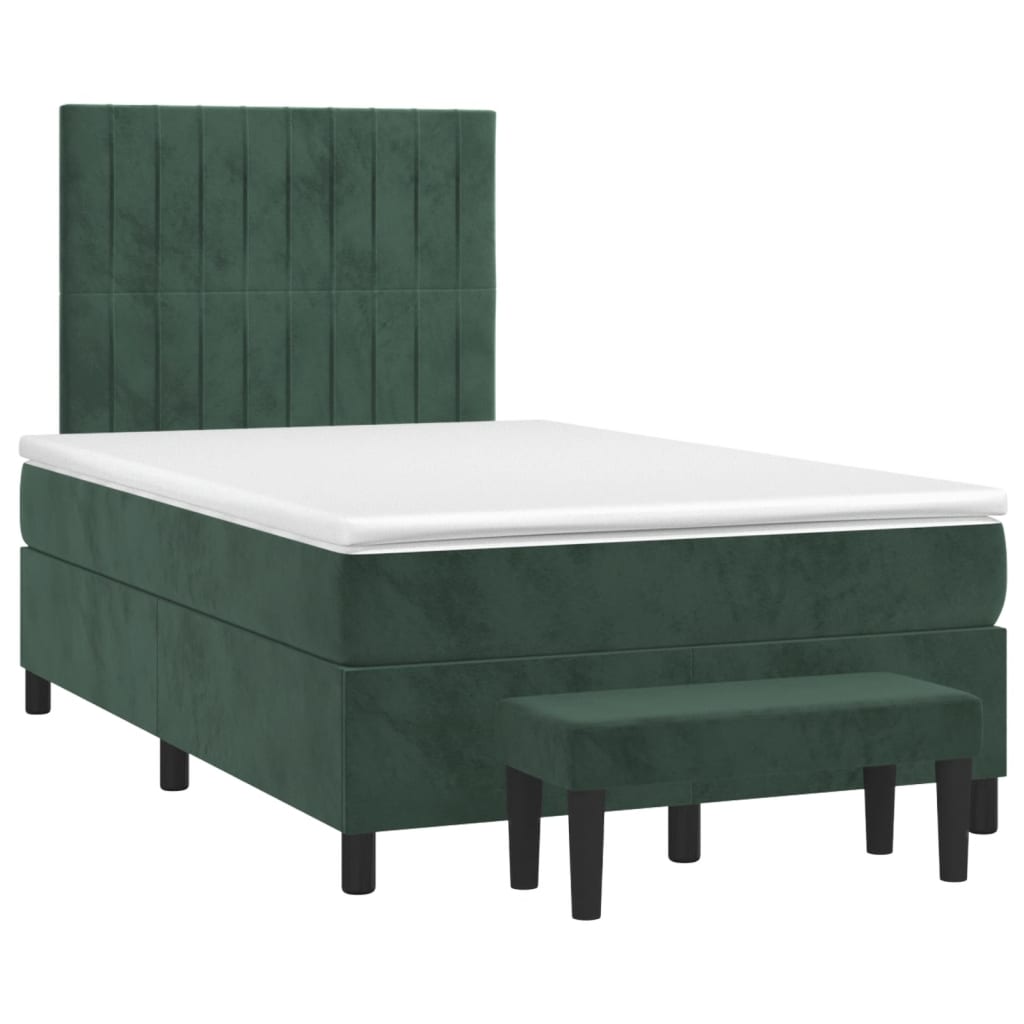 vidaXL Box spring postel s matrací tmavě zelená 120x190 cm samet