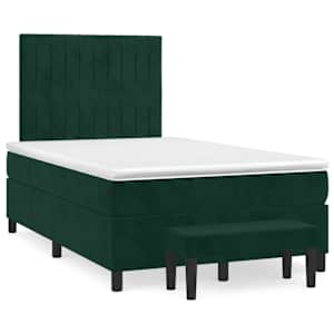 Box spring postelja z vzmetnico temno zelen 120x190 cm žamet