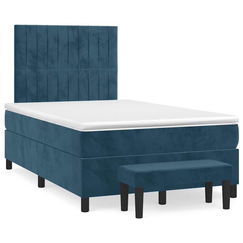 vidaXL Box spring postel s matrací tmavě modrá 120x190 cm samet