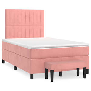 Box spring postelja z vzmetnico roza 120x190 cm žamet