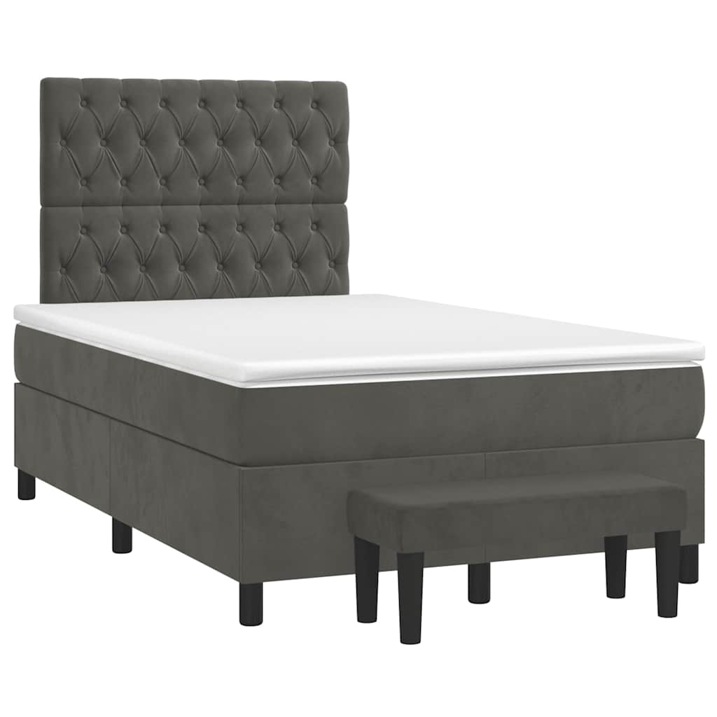 vidaXL Boxspring met matras fluweel donkergrijs 120x190 cm grijs, foto 3