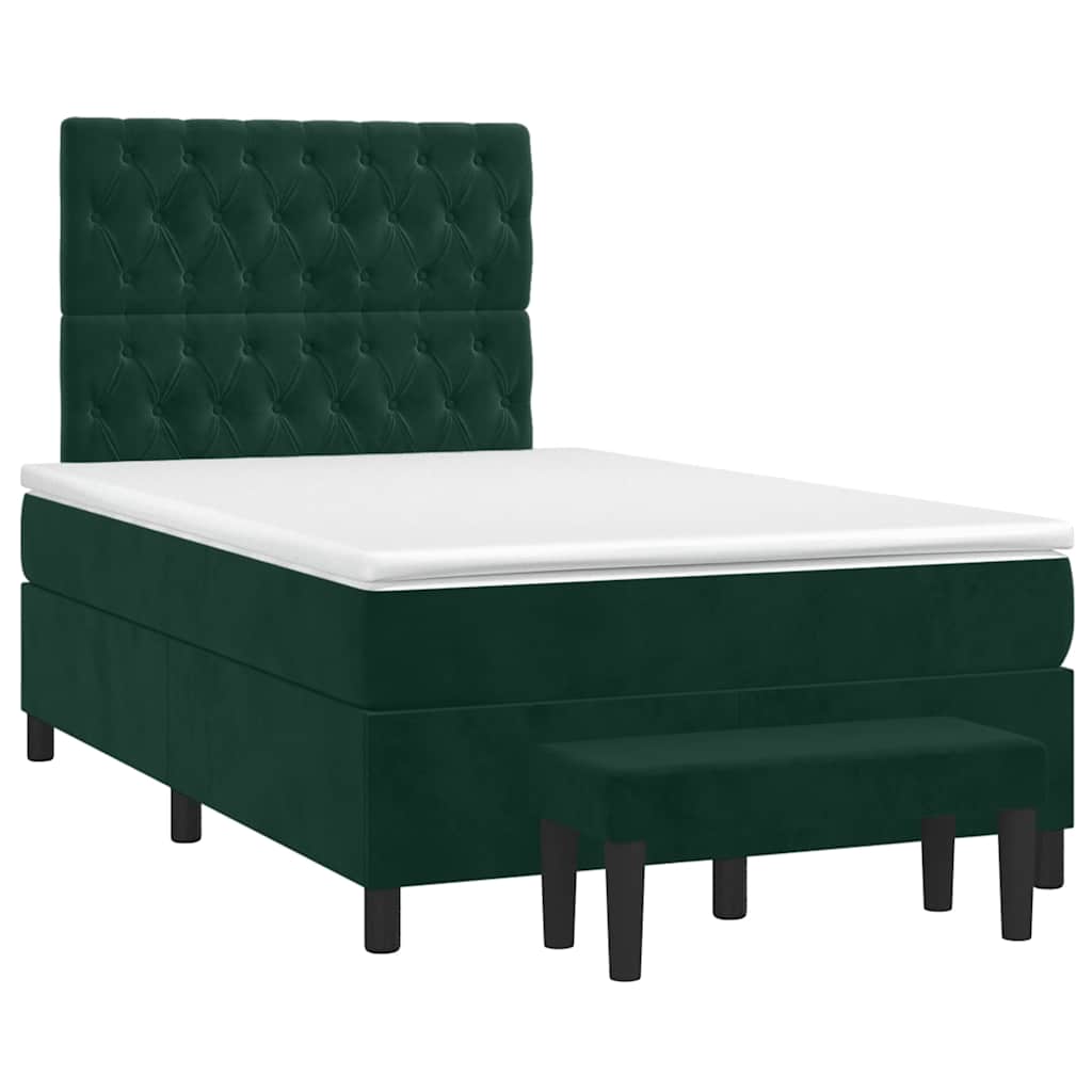 vidaXL Boxspring met matras fluweel donkergroen 120x190 cm groen, foto 3