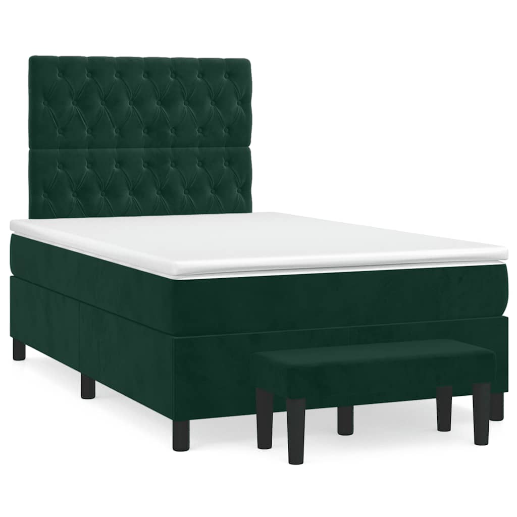 vidaXL kontinentalseng med madras 120x190 cm velour mørkegrøn