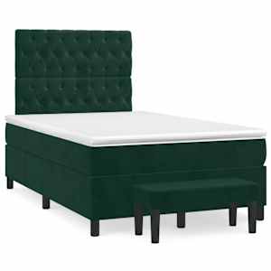 Box spring postelja z vzmetnico temno zelen 120x190 cm žamet