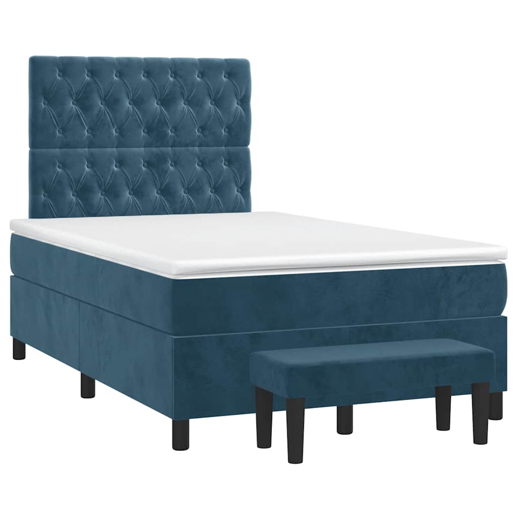 Thumbnail - vidaXL Boxspringbett mit Matratze Dunkelblau 120x190 cm Samt
