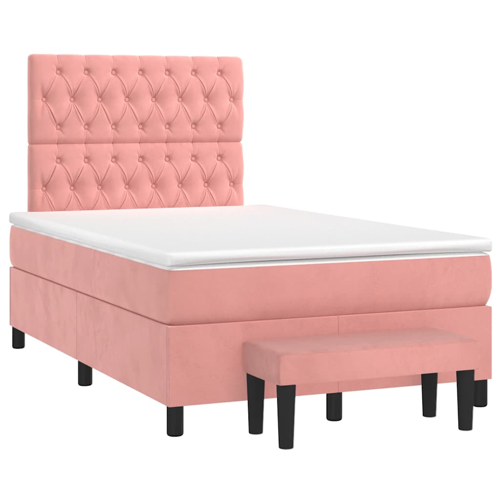 vidaXL Box spring postel s matrací růžová 120x190 cm samet