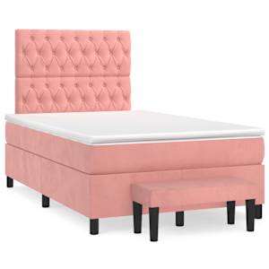 Box spring postelja z vzmetnico roza 120x190 cm žamet