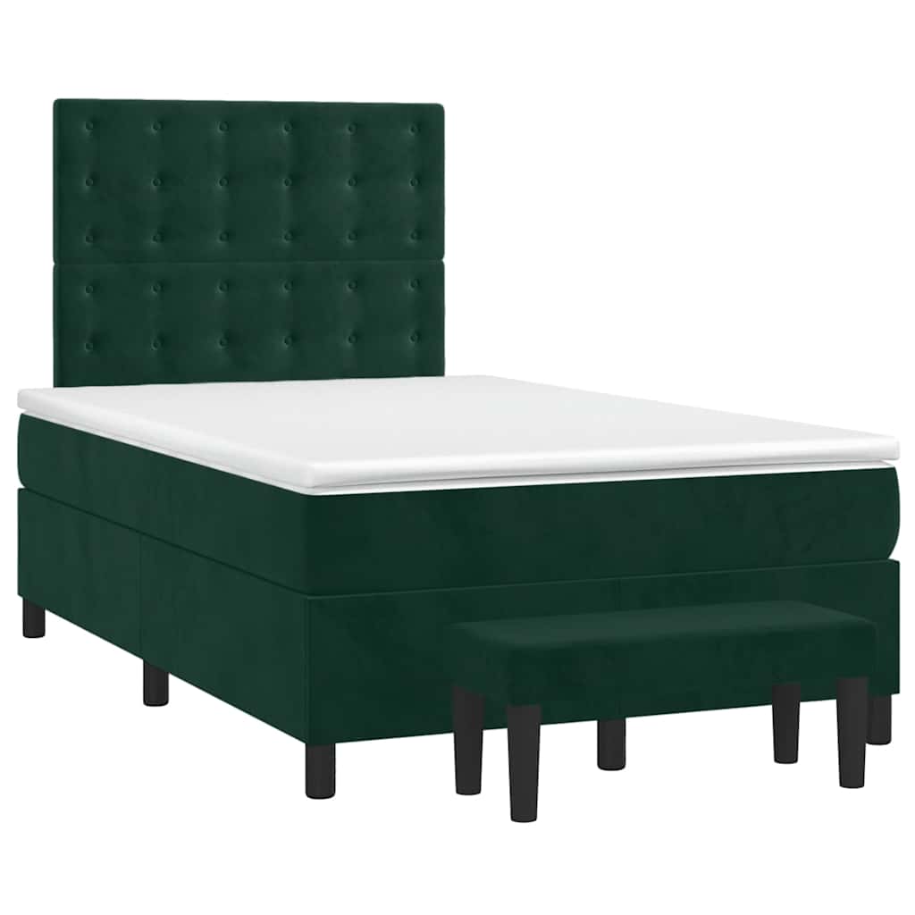 vidaXL Boxspring met matras fluweel donkergroen 120x190 cm groen, foto 3