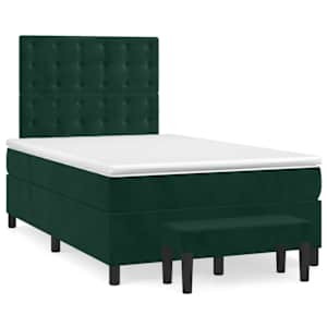 Box spring postelja z vzmetnico temno zelen 120x190 cm žamet