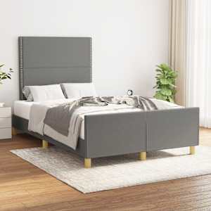 Posteljni okvir brez vzmetnice temno siva 120x190 cm blago