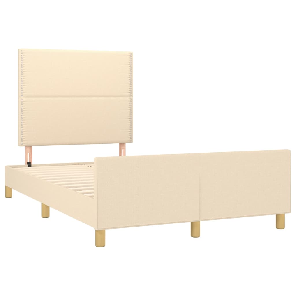 vidaXL Bedframe zonder matras 120x190 cm stof crèmekleurig afbeelding