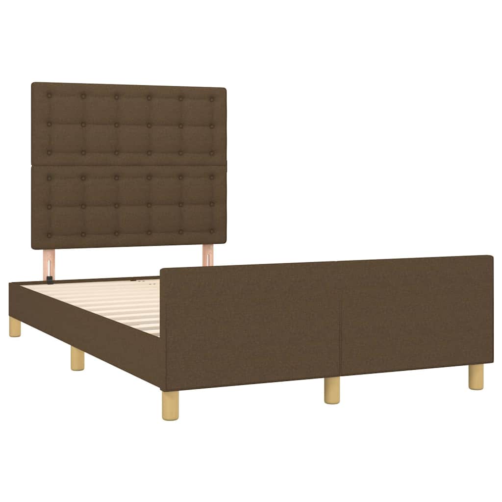 vidaXL Bedframe zonder matras 120x190 cm stof donkerbruin afbeelding