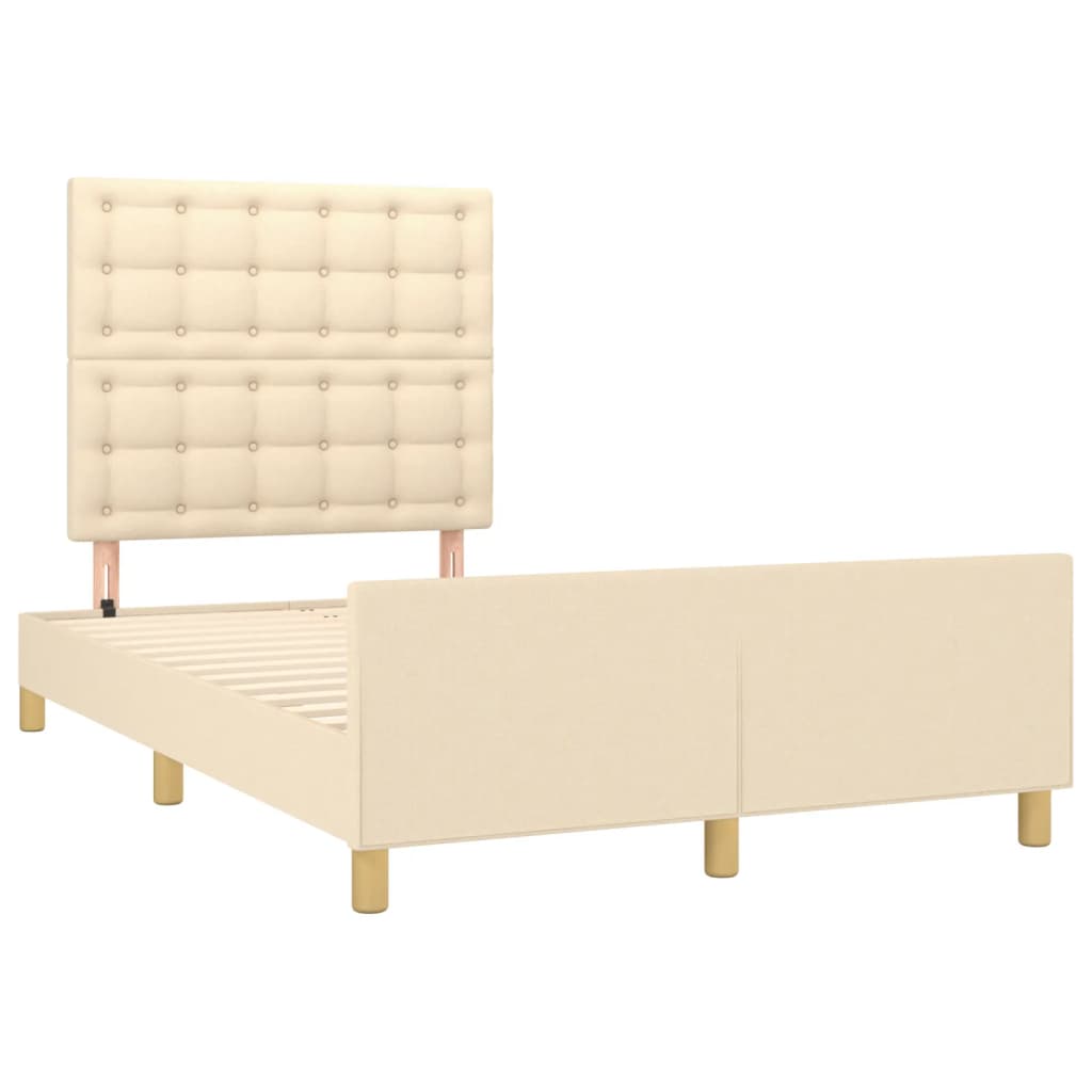 vidaXL Bedframe zonder matras 120x190 cm stof crèmekleurig afbeelding